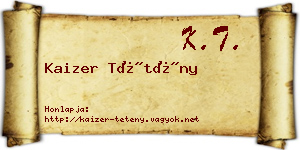 Kaizer Tétény névjegykártya